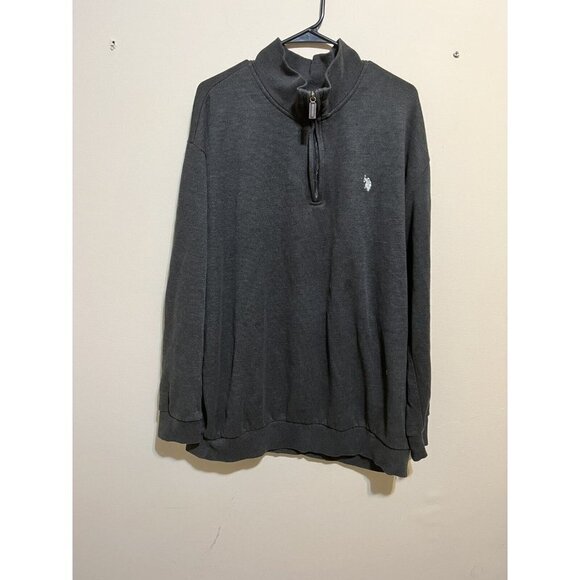 U.S. POLO ASSN Men  Quarter Zip Pullover Sweater Top Black Size 2XL - Picture 3 of 12